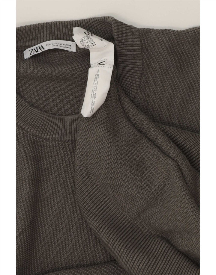 Zara Herre sweater med rund hals, mellemgrå bomuld