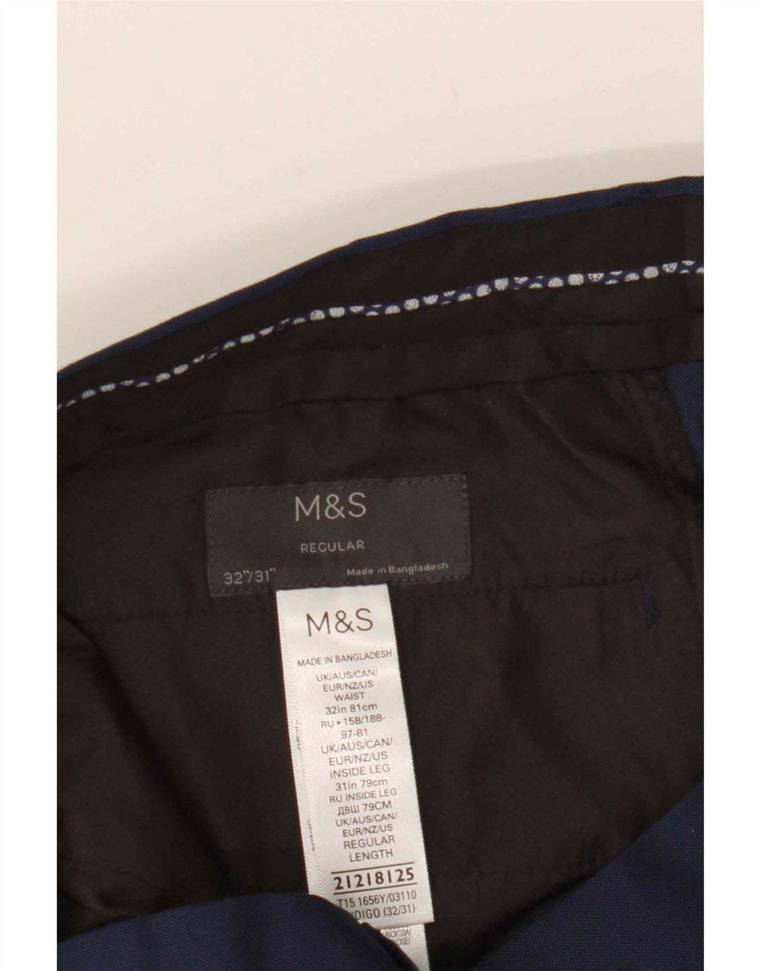 Marks & Spencer Straight Suit Bukser til mænd W32 L31 Marineblå polyester