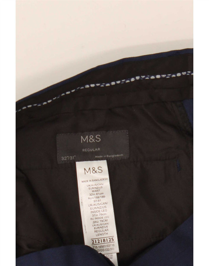Marks & Spencer Straight Suit Bukser til mænd W32 L31 Marineblå polyester