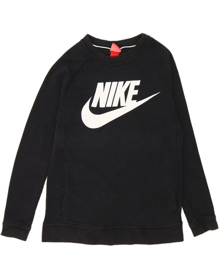 NIKE Womens Graphic Sweatshirt Jumper UK 10 Small Black Cotton Vintage Nike and Second-Hand Nike from Messina Hembry 