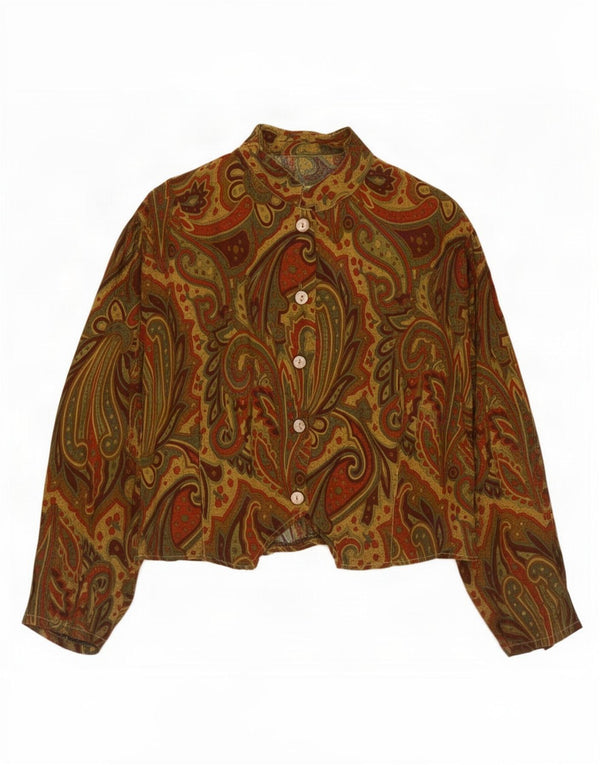 Vintage Womens Crop Shirt Bluse UK 10 Small Multicolored Paisley Viscose