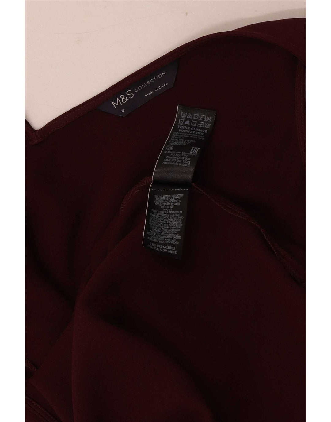 Marks & Spencer Dame Slip Dress UK 12 Medium Burgundy Colourblock