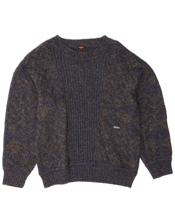 Ellesse Herre Boat Neck Jumper Sweater Medium Navy Blue Uld