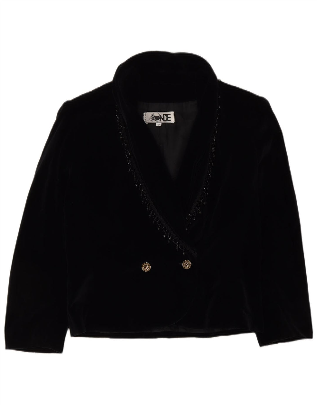 VINTAGE Dame Velvet Double Breasted Blazer Jacket IT 44 Medium Black