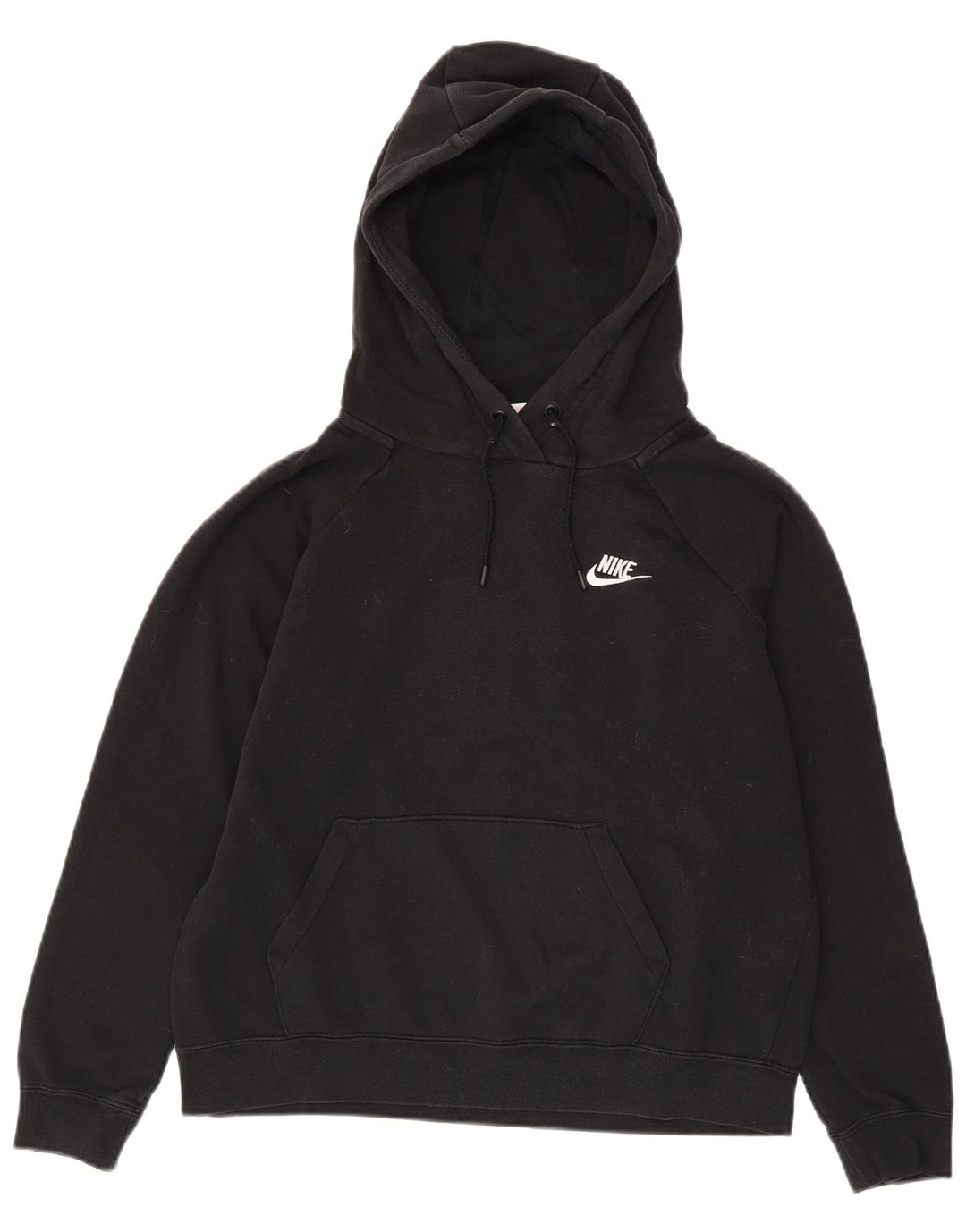 NIKE Womens Crop Oversized Hoodie Jumper UK 14 Medium Black Cotton