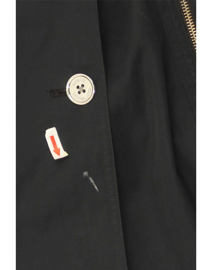 Michael Kors Dame Kort Dobbeltradet Trench Coat UK 16 Large Black
