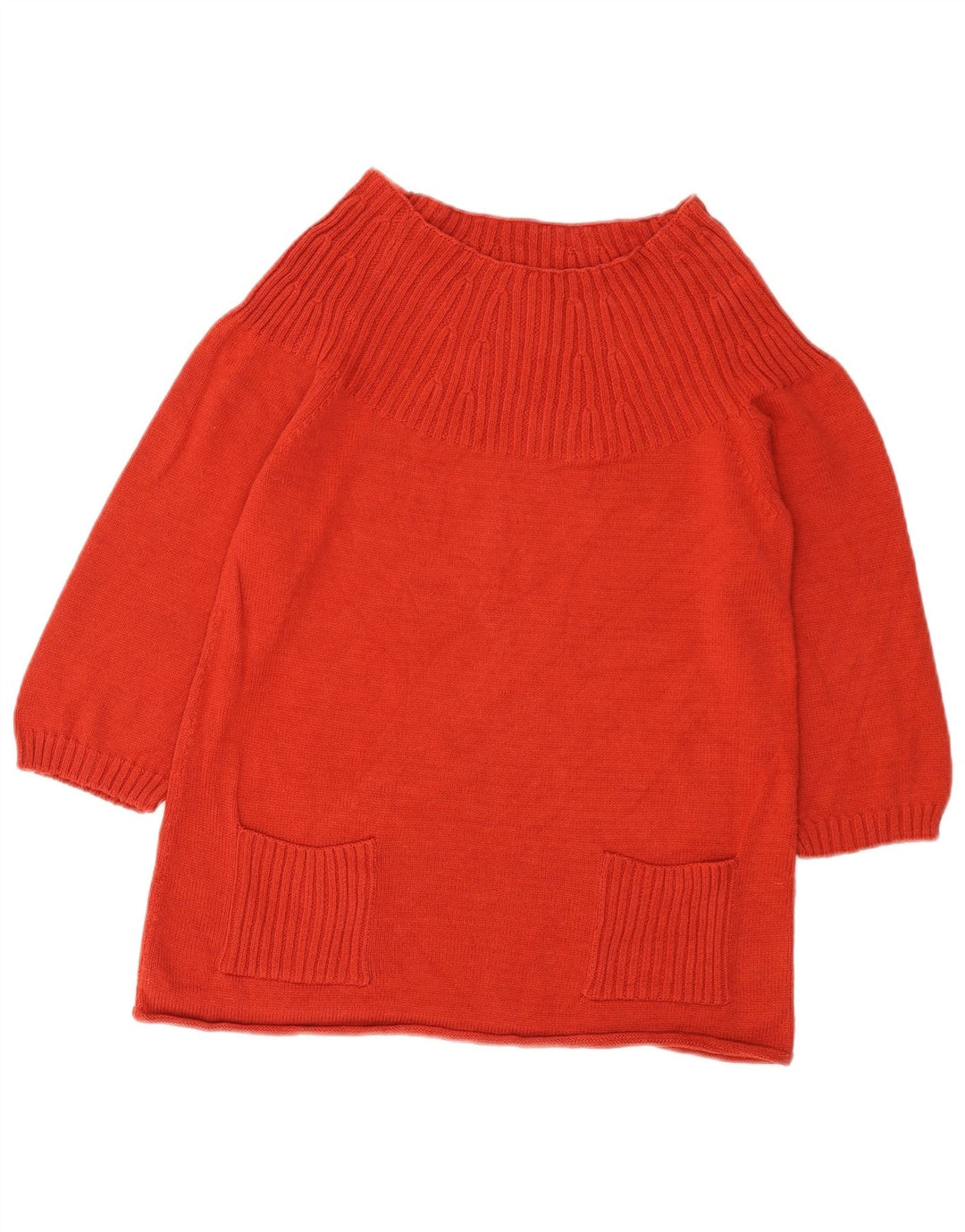 Marks & Spencer Dame Crop Boat Neck Jumper Sweater UK 12 Medium Red