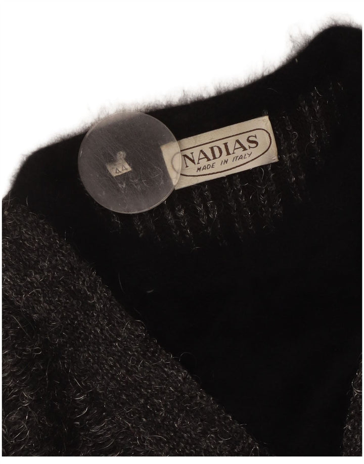 VINTAGE Dame V-hals sweater IT 44 Medium Grey Colourblock
