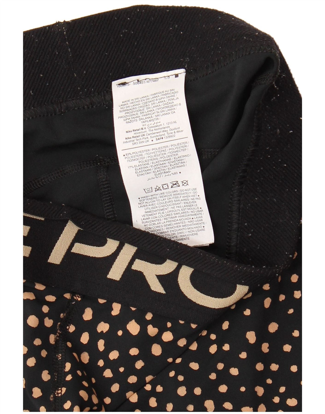 NIKE Grafiske Capri Leggings til kvinder UK 12 Medium sort plettet polyester
