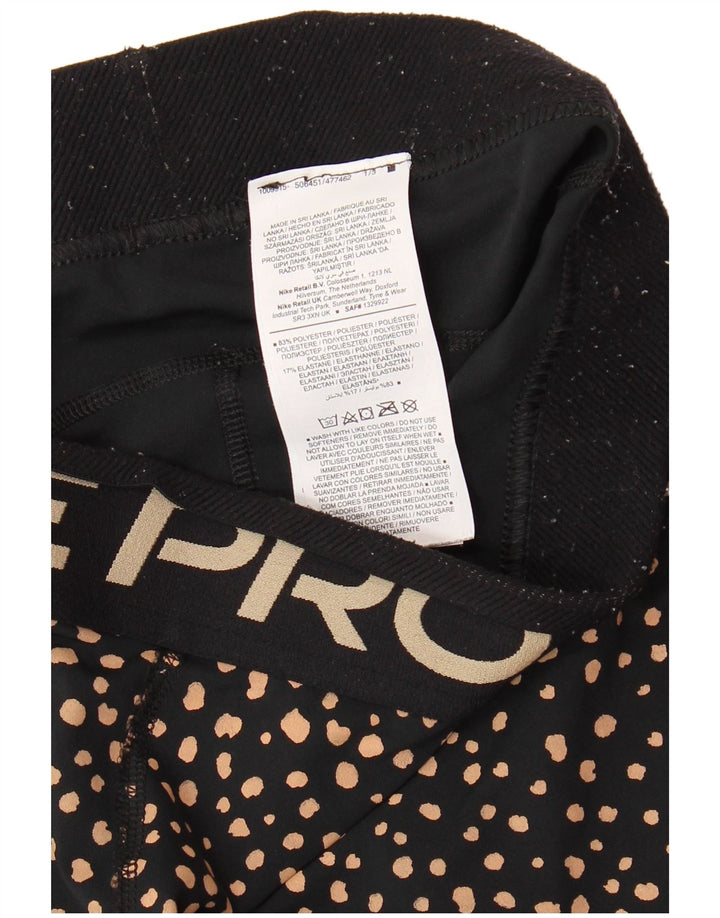 NIKE Grafiske Capri Leggings til kvinder UK 12 Medium sort plettet polyester