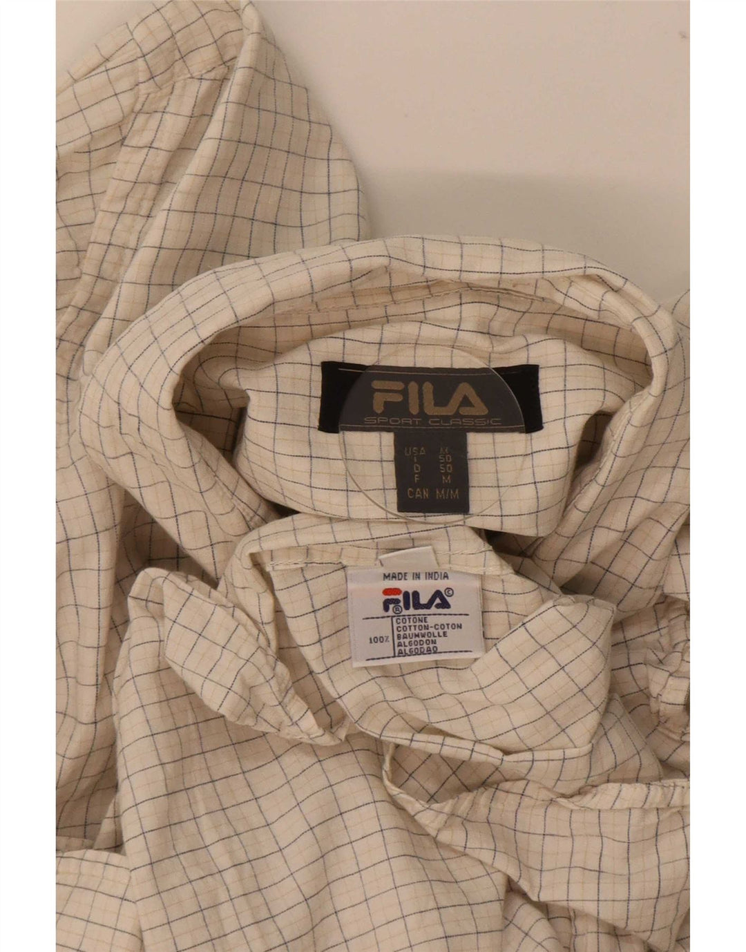 Fila Herreskjorte Medium Beige Ternet bomuld