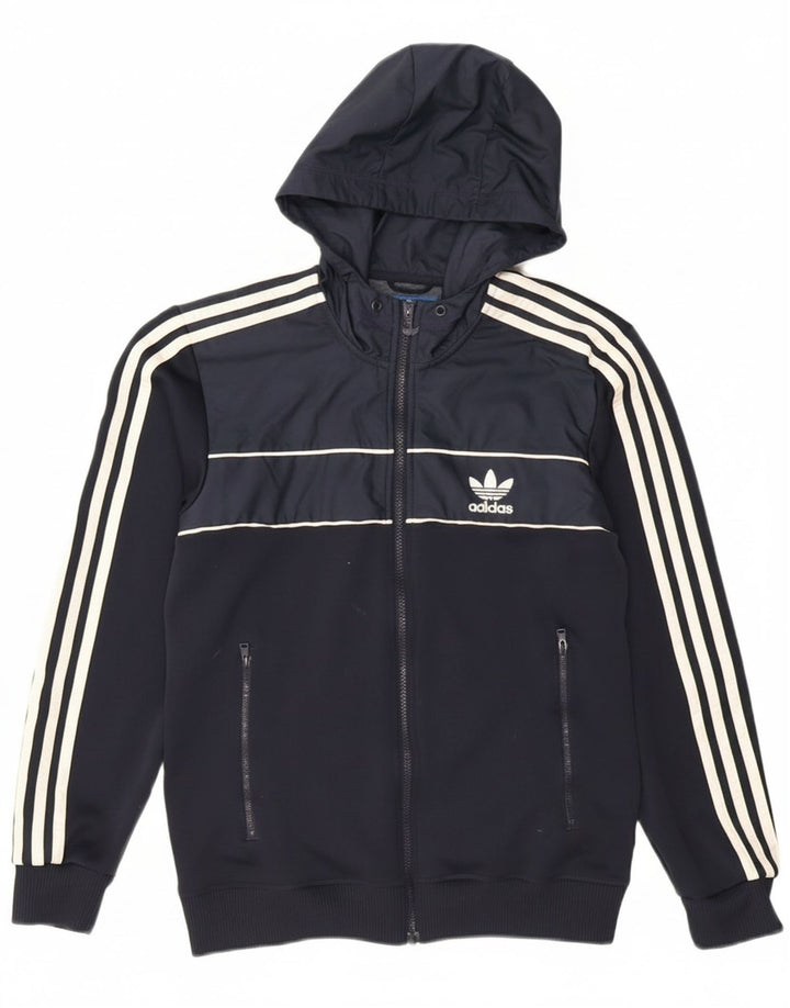 Adidas Hættetrøje med lynlås til mænd, lille marineblå polyester