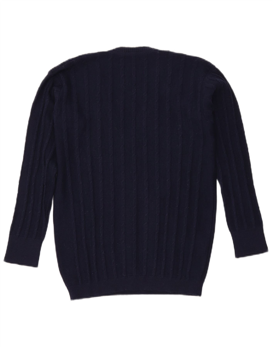 VINTAGE Dame V-hals sweater UK 16 Large Navy Blue