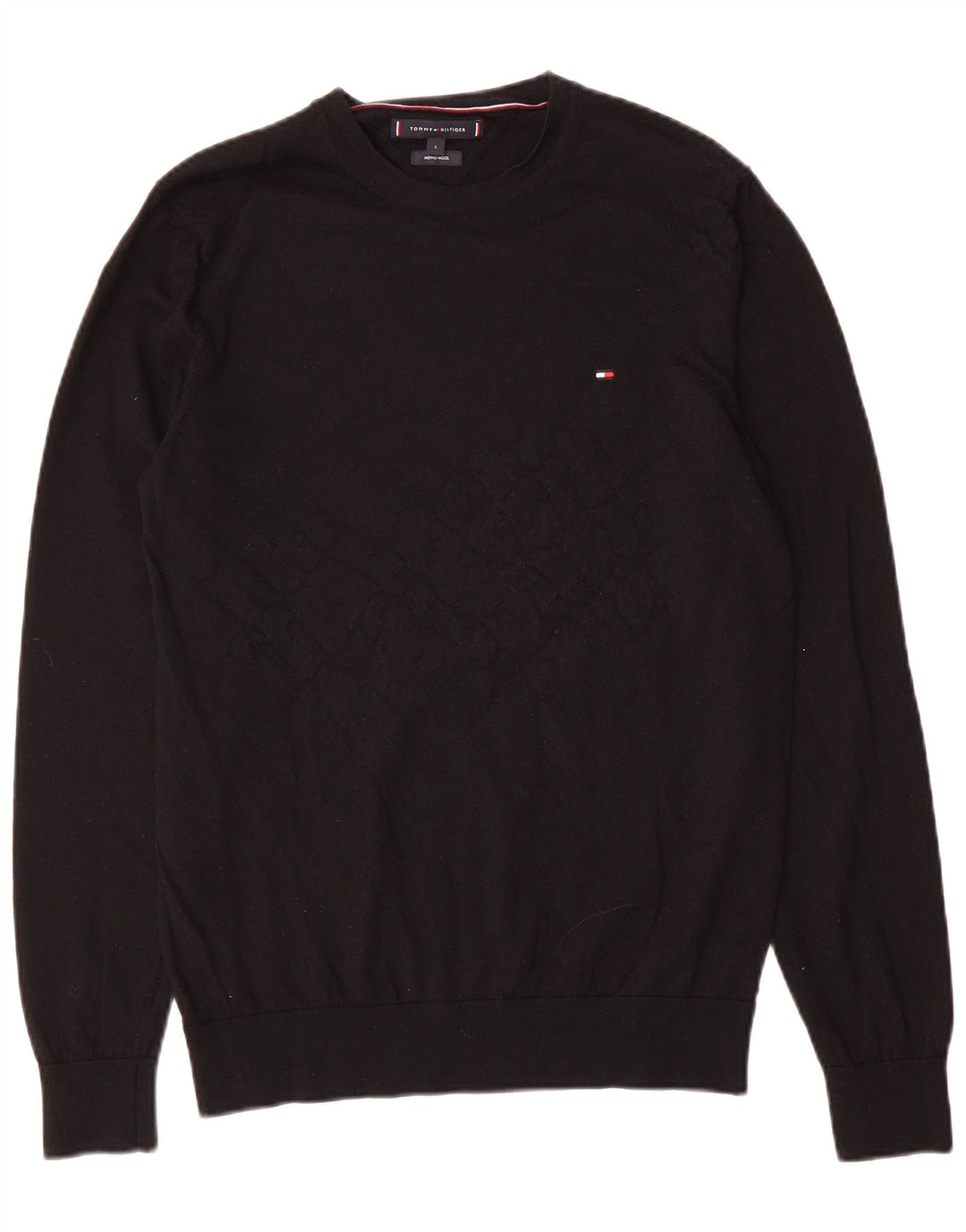 Tommy Hilfiger Herre Crew Neck Jumper Sweater Large Sort Uld