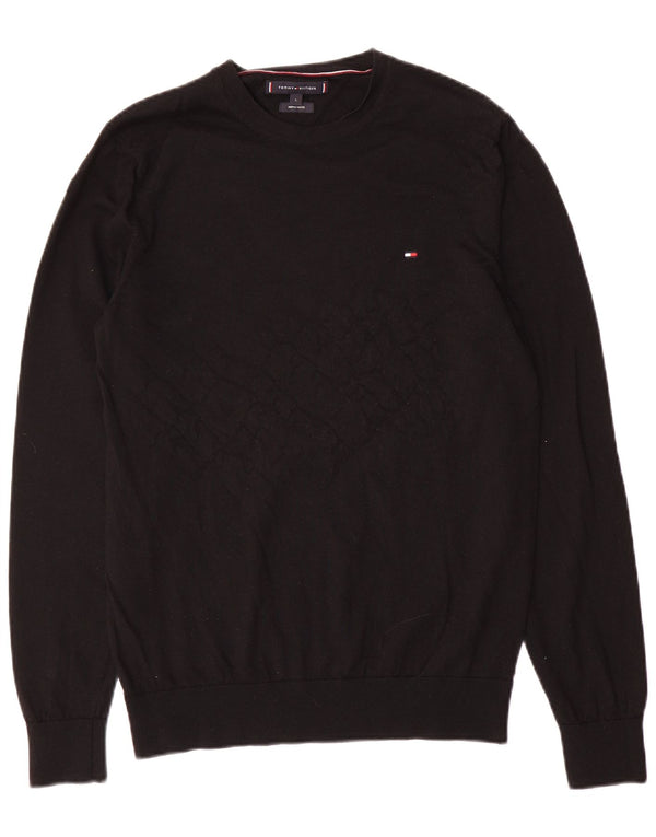 Tommy Hilfiger Herre Crew Neck Jumper Sweater Large Sort Uld