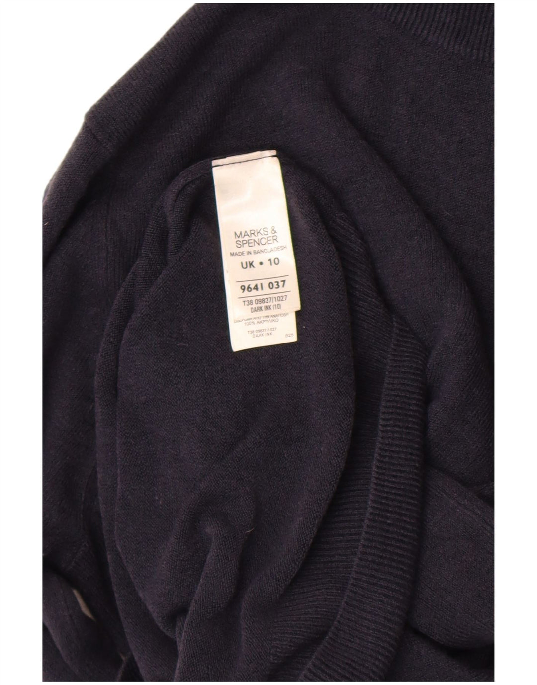 Marks & Spencer Dame Rullehals Sweater UK 10 Small Navy Blue