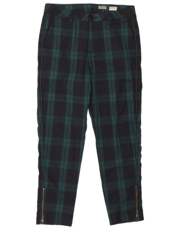 SUPERDRY Slim Chino-bukser til kvinder UK 12 Medium W32 L26 Marineblå ternet