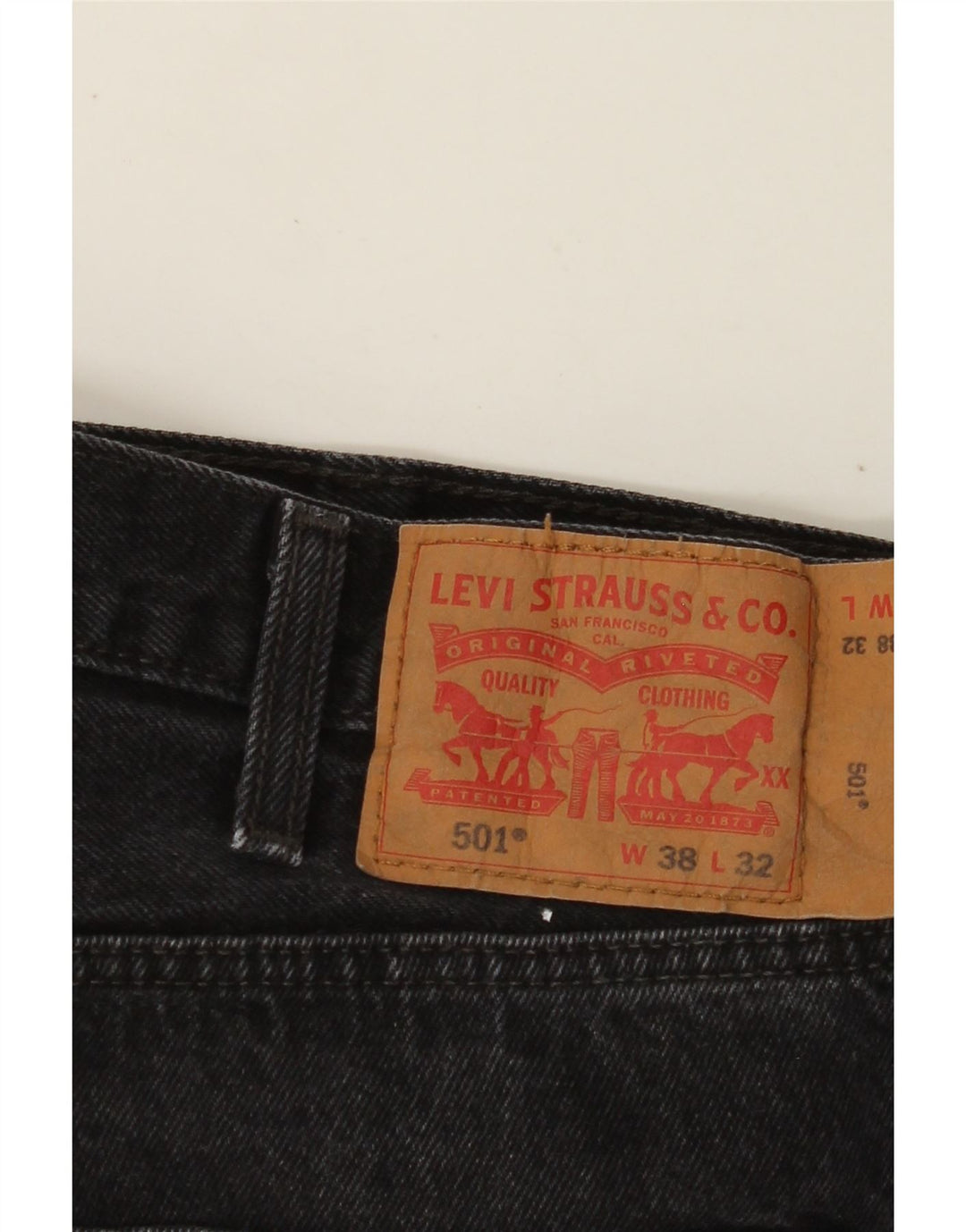 LEVI'S Herre 501 Straight Jeans W38 L32 Sort Bomuld