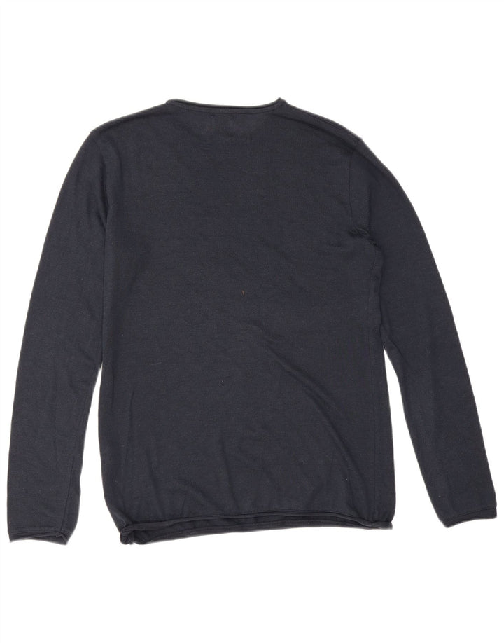 Zara Herre sweater med rund hals, lille marineblå bomuld