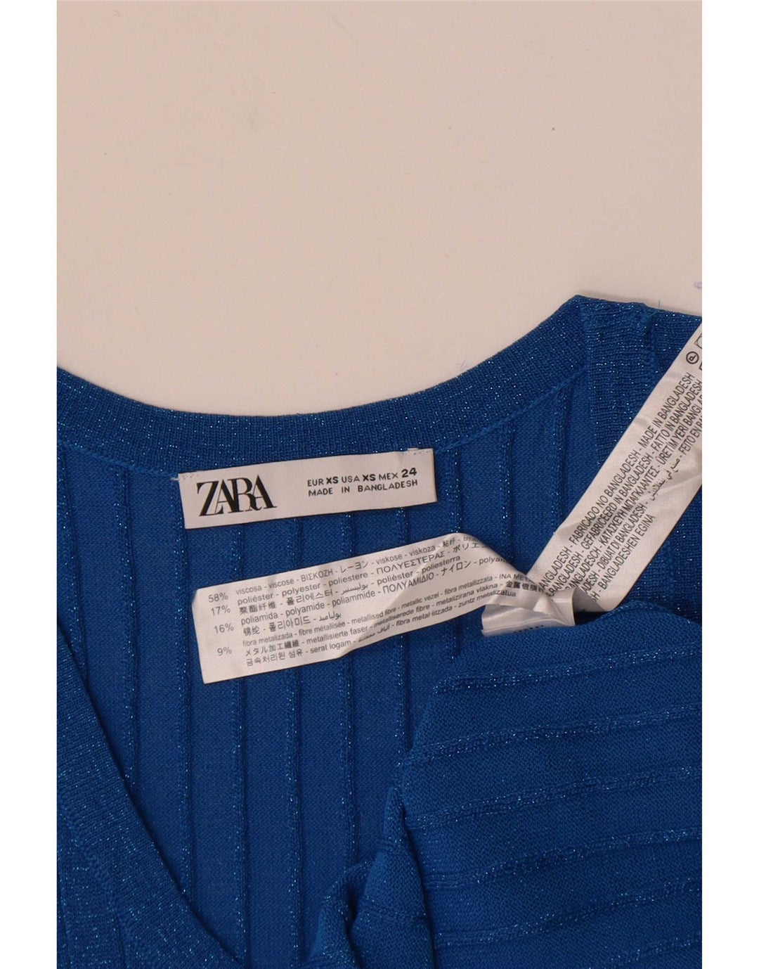 Zara Damevest Top UK 4 XS Blå Flecked Viscose