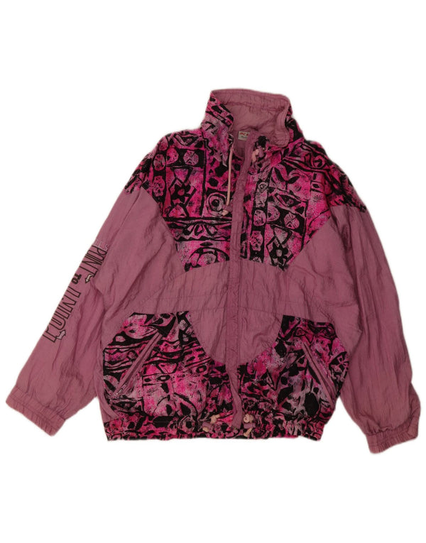 MC Kee's Womens Graphic Tracksuit Top Jacket UK 18 XL Pink Geometric