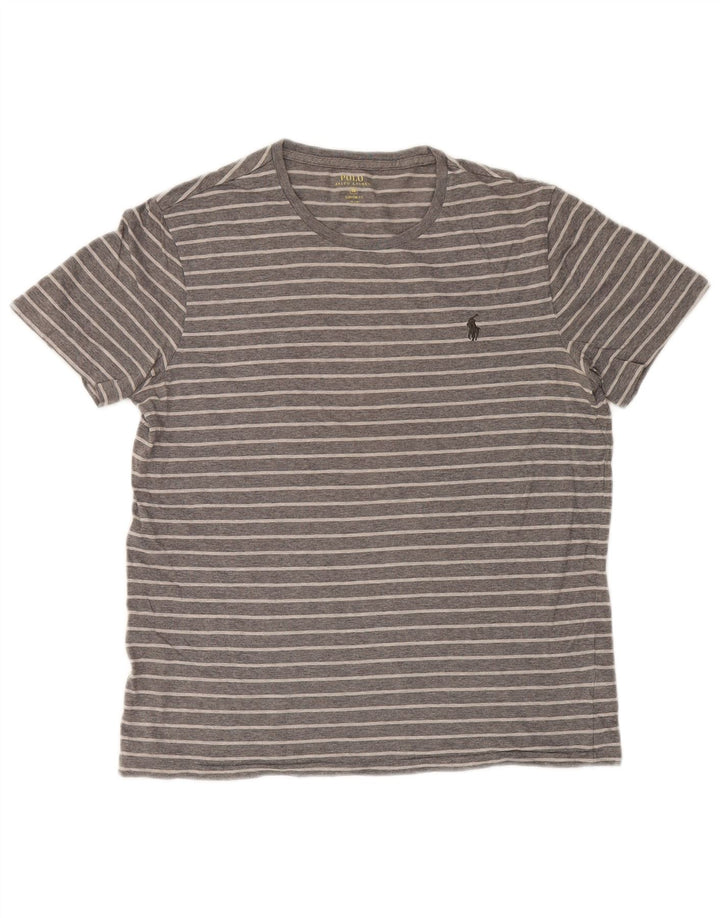 Polo Ralph Lauren Herre T-shirt Top mellemgrå stribet bomuld