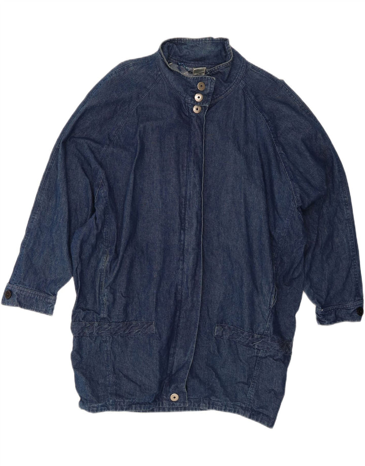 Vintage Dame Oversized Denim Coat EU 42 Large Blue Cotton