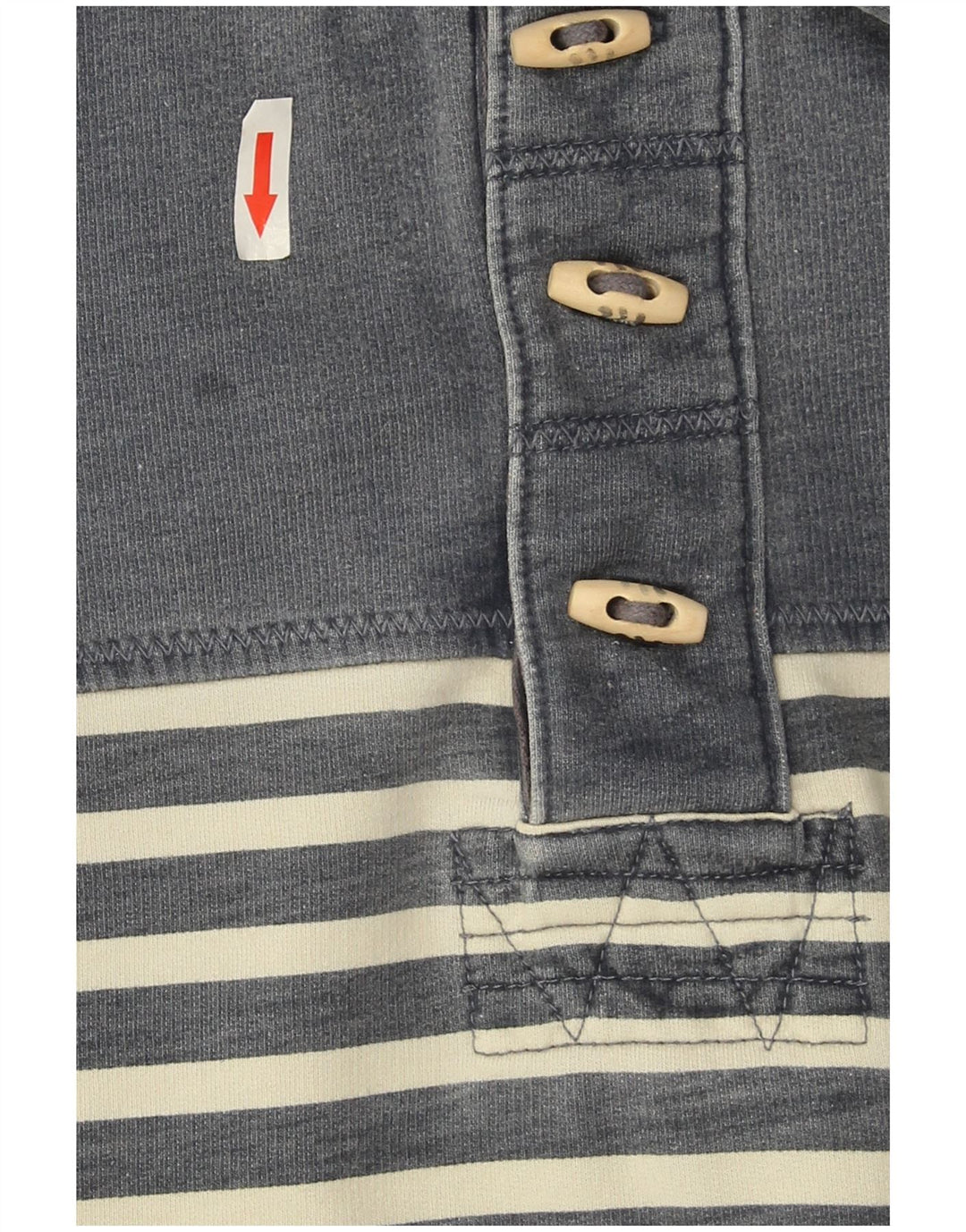 Fat Face Herre Polo Neck Sweatshirt Jumper lille blå stribet bomuld