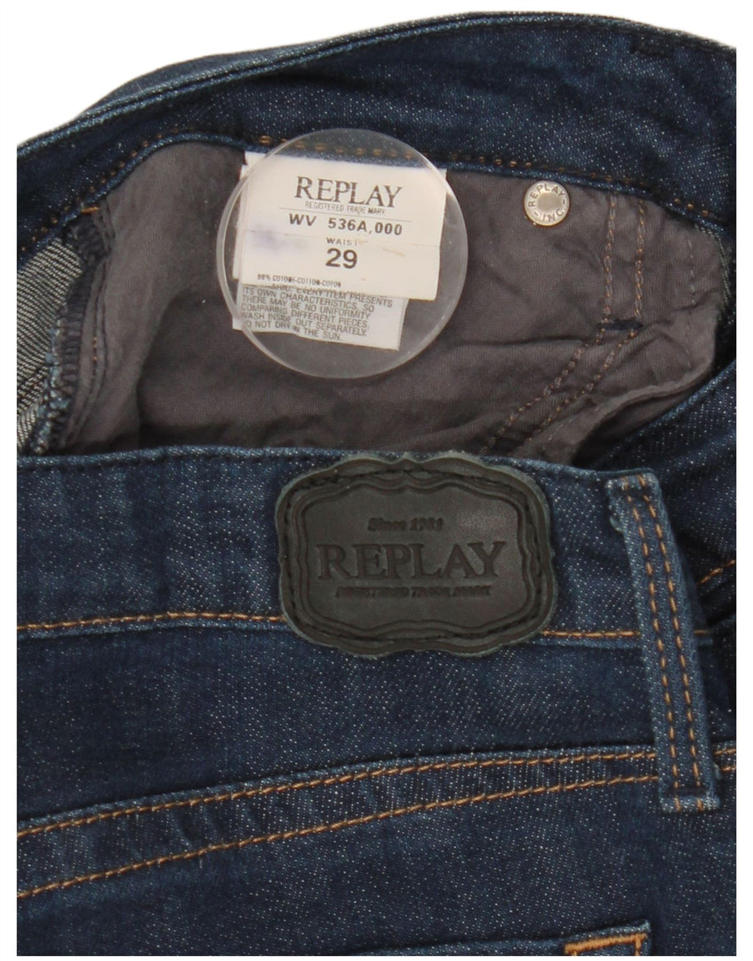 Replay Dame Slim Jeans W29 L30 Marineblå Bomuld