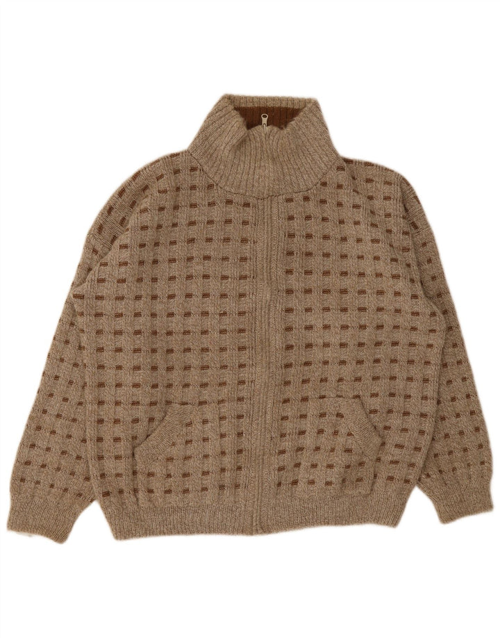 Vintage herre cardigan sweater XL brun plettet