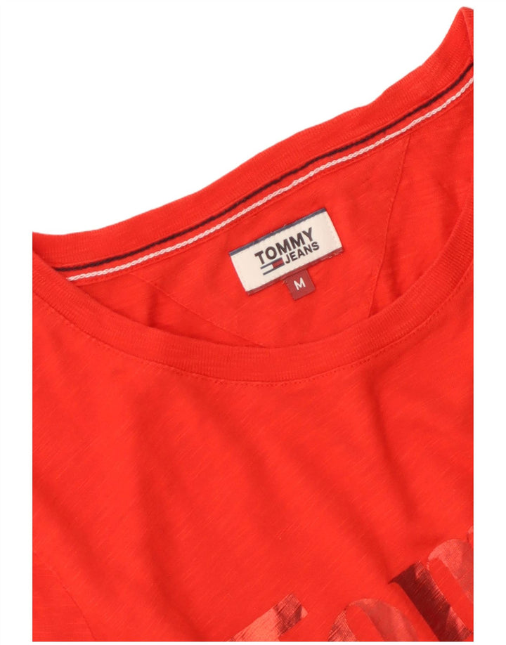 Tommy Hilfiger Dame Grafisk T-Shirt Top UK 12 Medium Rød
