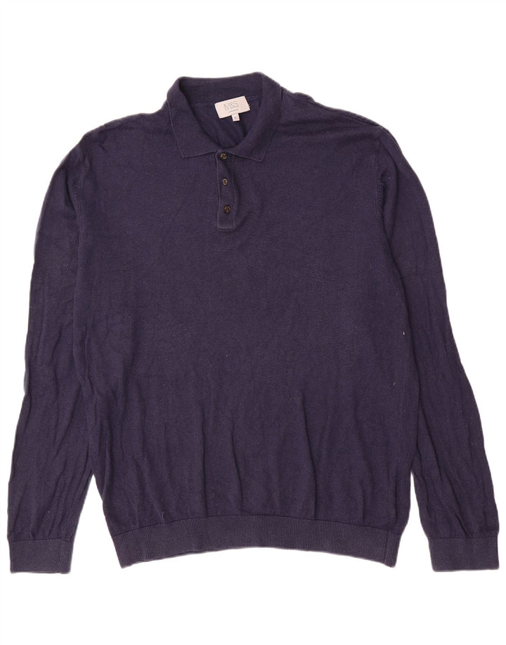 Marks & Spencer Herre Polo Neck Sweater XL Navy Blue