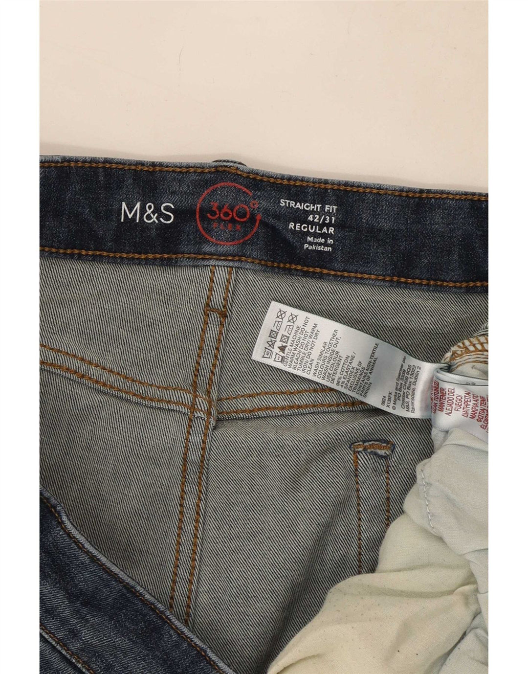 Marks & Spencer Herre Regular Straight Jeans W42 L31 Marineblå Bomuld