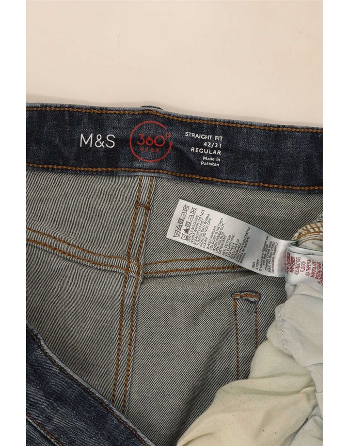 Marks & Spencer Herre Regular Straight Jeans W42 L31 Marineblå Bomuld