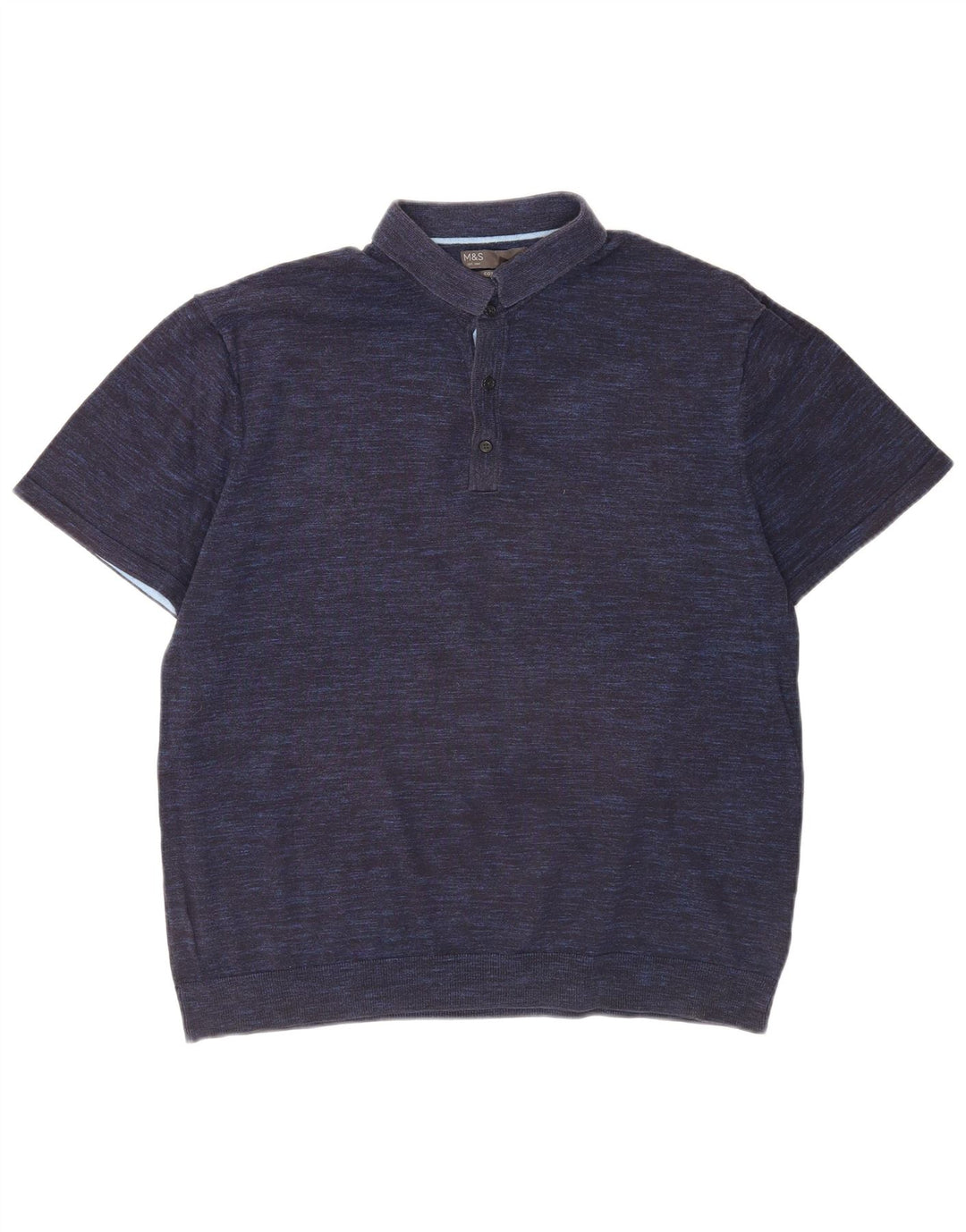Marks & Spencer Herre Kortærmet Polo Shirt Large Navy Blue Flecked