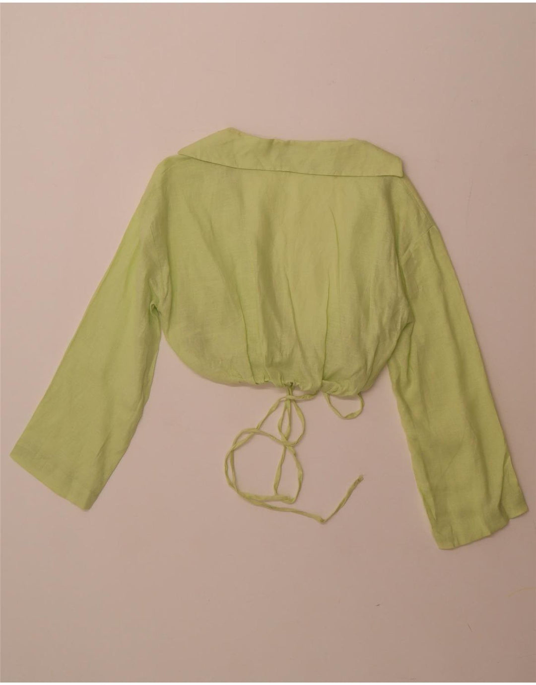 ZARA Womens Crop Cardigan Top UK 6 XS Green Linen