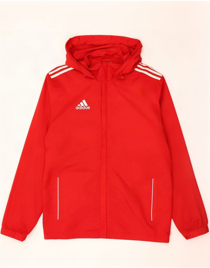 Adidas Regnjakke med hætte til mænd UK 38/40 Medium Rød Nylon