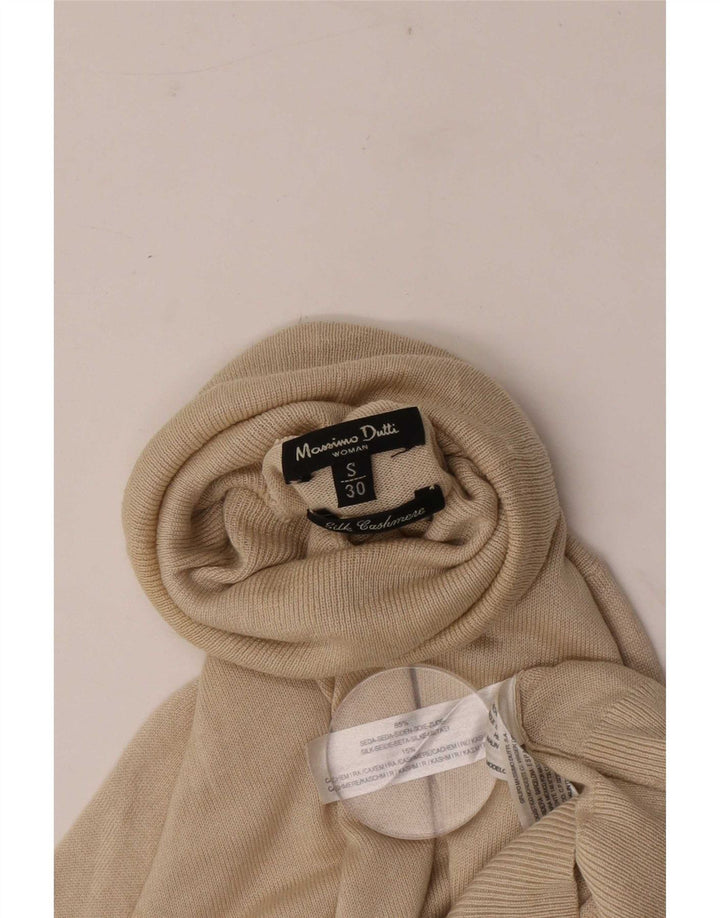 Massimo Dutti Dame Roll Neck Jumper Sweater UK 10 Small Beige Silke