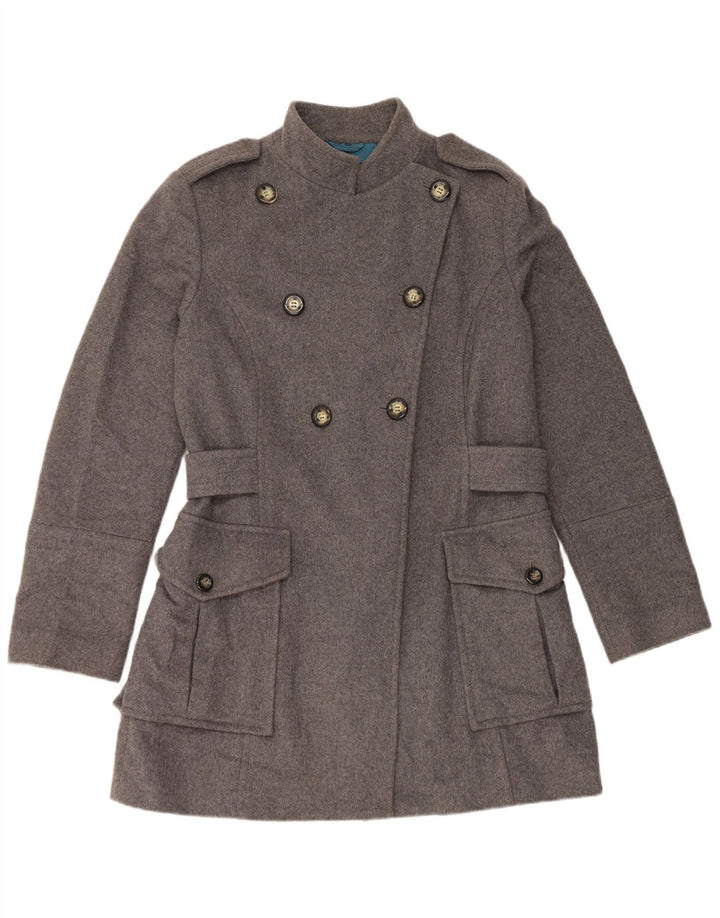 Sisley Womens Military Double Breasted Coat UK 16 Large Grey Wool