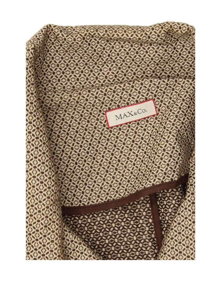 MAX & CO. Womens 3/4 Sleeve Blazer Jacket UK 12 Medium Beige Geometric Vintage Max & Co. and Second-Hand Max & Co. from Messina Hembry 
