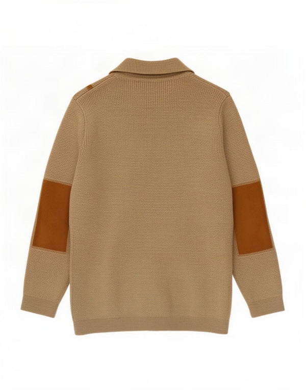 Pierre Cardin Herre Cardigan Sweater med fuld lynlås IT 48 Medium Beige Stribet