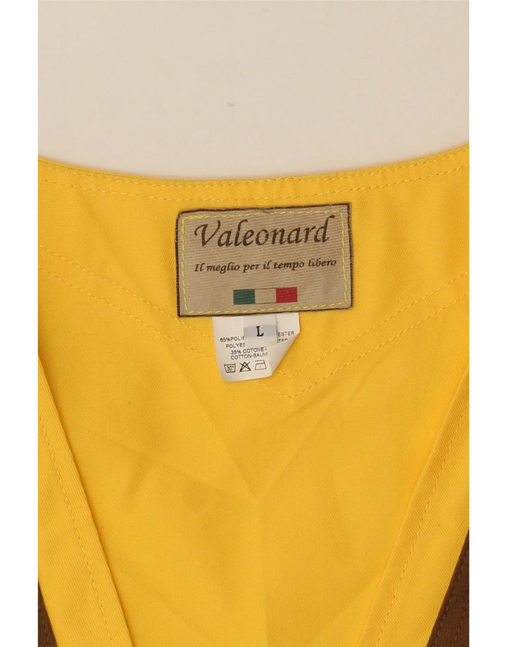 VINTAGE Herre Utility Gilet UK 40 Large Yellow Colourblock Polyester