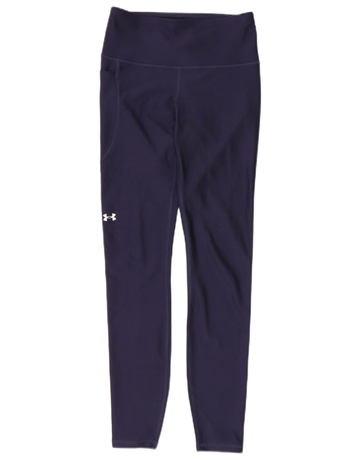 Under Armour Womens Leggings UK 8 Small Navy Blue Polyester