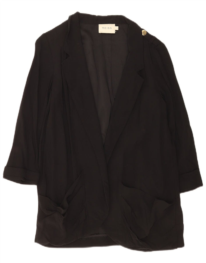 Reiss Dame Oversized Open Blazer Jacket UK 10 Small Black Acetate