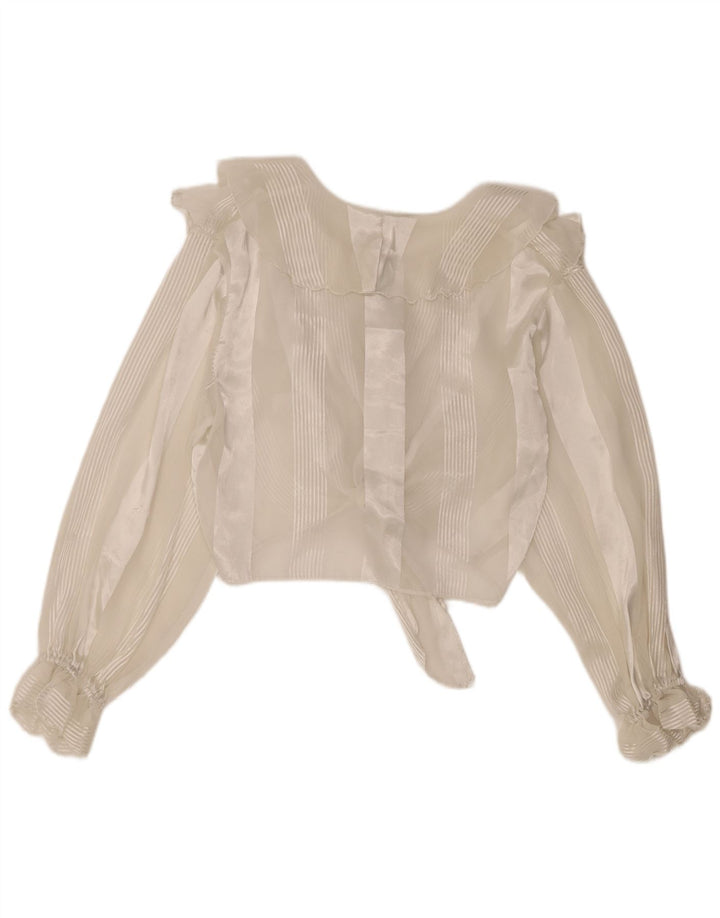 Vintage Dame Se Through Crop Top UK 10 Mellem hvid stribet
