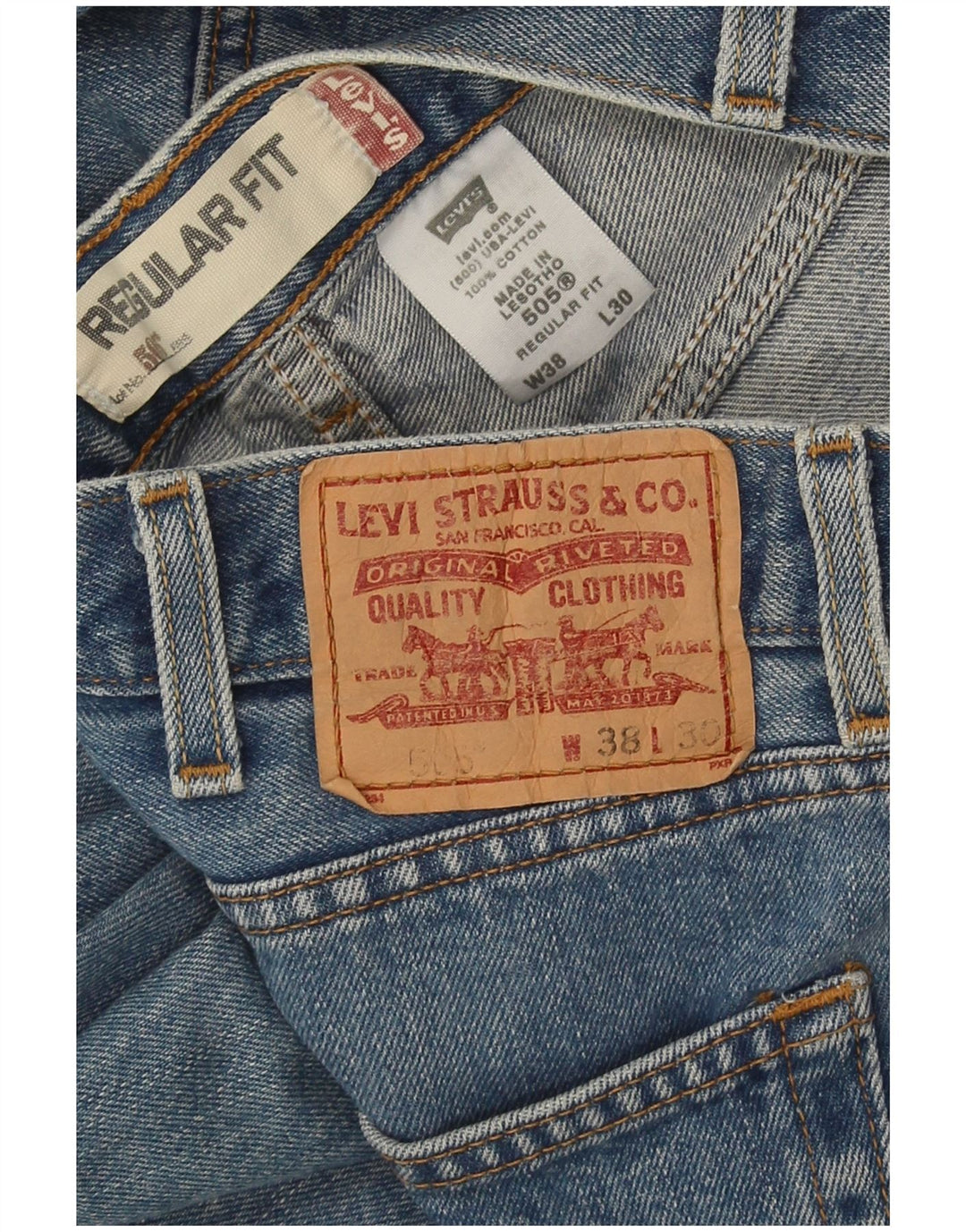 Levi's Herre 505 Regular Fit Straight Jeans W38 L30 Blå Bomuld