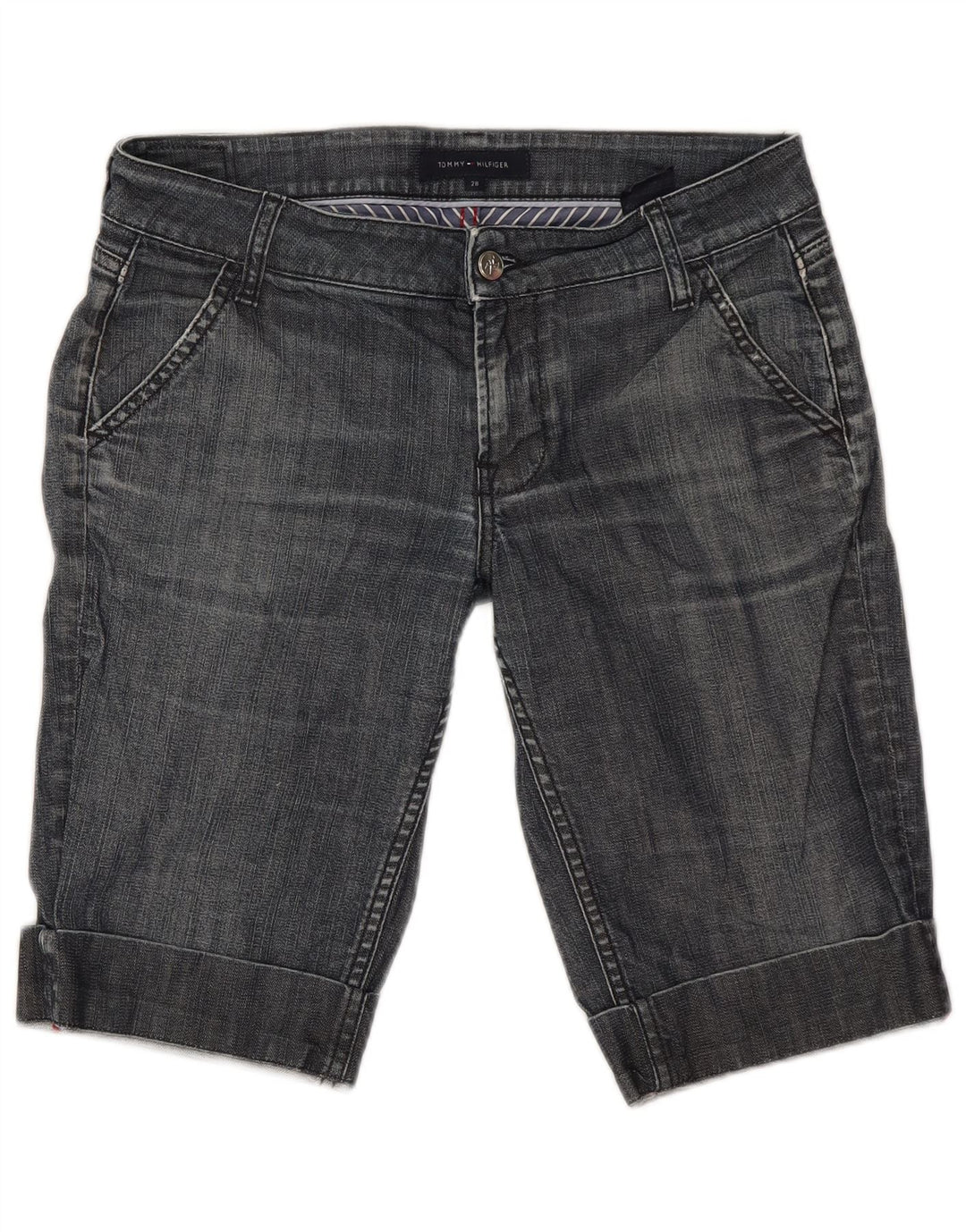Tommy Hilfiger Bermuda-denimshorts til kvinder W28 Mellemblå bomuld