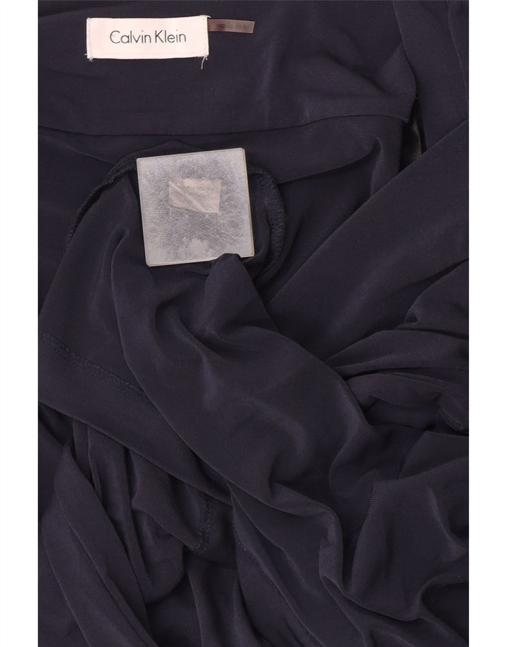 Calvin Klein Dame Langærmet Wrap Dress UK 14 Medium Navy Blue Polyester