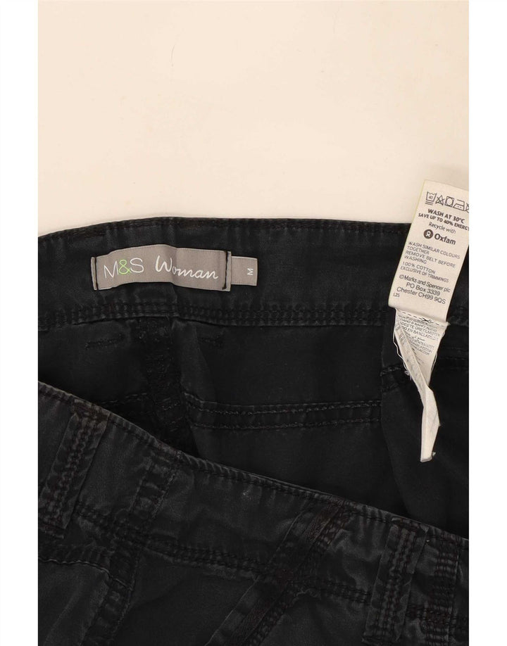 Marks & Spencer Lige Cargo-bukser til kvinder Medium W34 L30 Sort bomuld