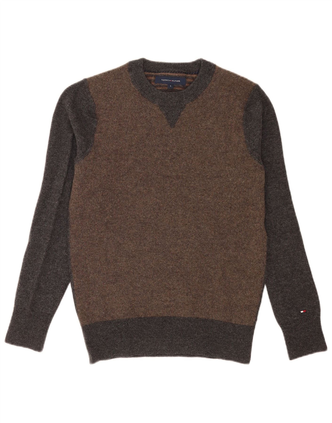 Tommy Hilfiger Herre Crew Neck Jumper Sweater Small Grey Colourblock